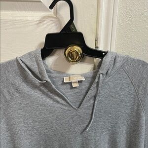 Michael Kors Light Gray V-Neck Hooded Pullover